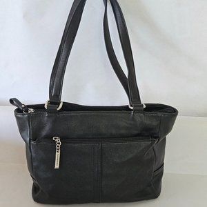 Giani Bernini Nappa Classic Leather Tote Black Medium Purse Bag